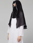 Black With Grey Polyester Georgette Head Covers Hijab Close-up View