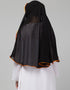 Black With Orange Polyester Georgette Head Covers Hijab Back View