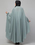 Modest Embroidered Irani Kaftan In Sage green Color Front View