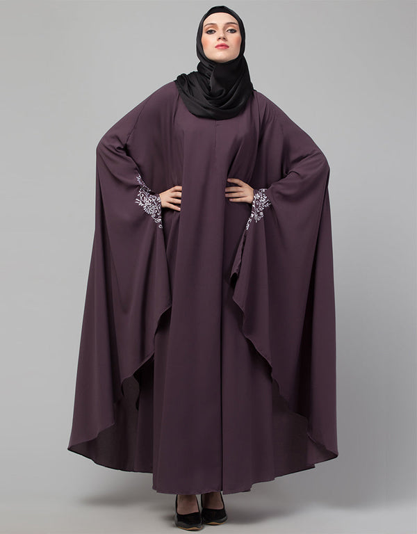 Muslim Embroidered Irani Kaftan In Dusty purple Color Front View