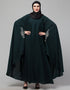 Dubai Embroidered Irani Kaftan In Bottle Green Color Front View