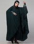 Dubai Embroidered Irani Kaftan In Bottle Green Color Close-up View