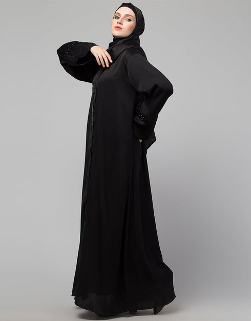 Islamic Beautiful Black Color embroidery Work Abaya Variation Views