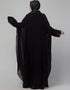 Modern Black Shine Nida Black Embroidery Abaya Side View