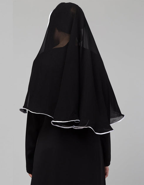 Black Georgette Head Covers Hijab Back View
