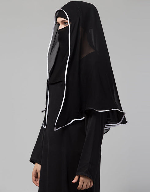 Black Georgette Head Covers Hijab Side View