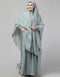 Modern 3 pcs set of Abaya Khimer and Nose piece In Green Front View