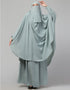 Modern 3 pcs set of Abaya Khimer and Nose piece In Green Front View