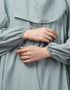 Modern 3 pcs set of Abaya Khimer and Nose piece In Green Back View