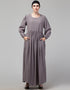 Islamic 3 pcs set of Abaya Khimer and Nose piece In Dusty Purple Close-up View