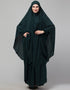 Muslimah 3 pcs set of Abaya Khimer and Nose piece In White Color Side View