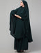 Muslimah 3 pcs set of Abaya Khimer and Nose piece In White Color Front View