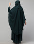 Muslimah 3 pcs set of Abaya Khimer and Nose piece In White Color Back View