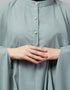 Arabic Two piece Butterfly Kaftan In Saga Green Color Side View
