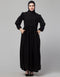 Trendy 3 pcs set of Abaya Khimer and Nose piece In Black Front View