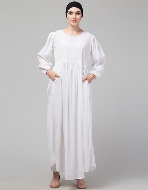 Chic 3 pcs set of White Abaya Khimer and Nose piece Back View
