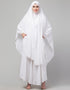 Chic 3 pcs set of White Abaya Khimer and Nose piece Close-up View