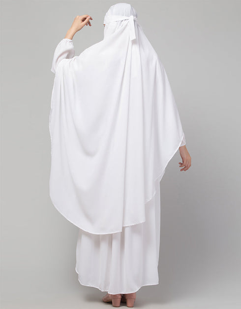 Chic 3 pcs set of White Abaya Khimer and Nose piece Additional Angles
