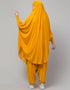Islamic SMOKING AT SLEEVE JERSEY KHIMER WITH HAREM PANT IN MUSTURD Front View
