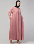 Modern Butterfly Kaftan with Self-Buttoned Cuffs and Open Front in Color Mauve Pink