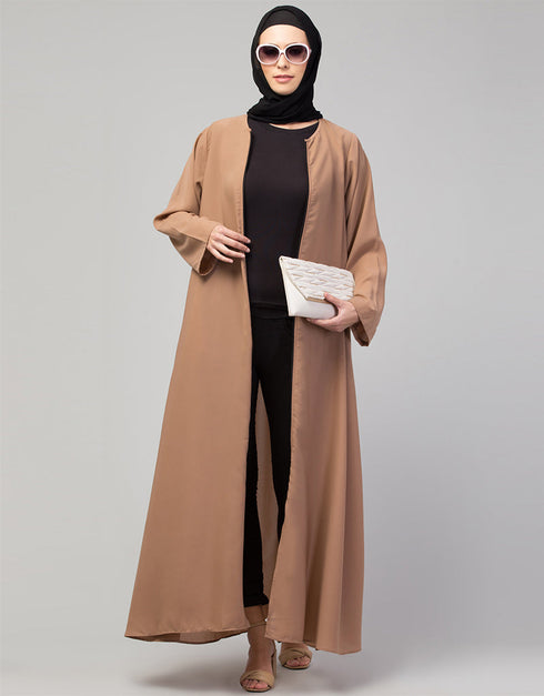 Dubai Basic Abaya with Front Zipper for Daily Wear in the Color Skin