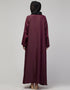Chic Front-Open Zip Abaya for Daily Wear In the Shade Of Wine