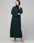 Chic Abaya with a coat collar and buttoned front in self-fabric In the Shade of Green