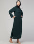 Chic Abaya with a coat collar and buttoned front in self-fabric In the Shade of Green