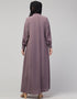 Muslim Abaya with a simple design and front opening In the Shade of Lt Purple
