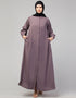 Muslim Abaya with a simple design and front opening In the Shade of Lt Purple