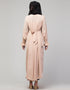 Chic Abaya with pleated chest and bell sleeves for a casual look In Color Blush Skin