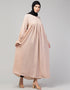 Chic Abaya with pleated chest and bell sleeves for a casual look In Color Blush Skin