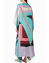 Blue And Grey Soft Silk Crepe Kaftan Back View