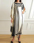 Beige And Black Soft Satin Silk Kaftan