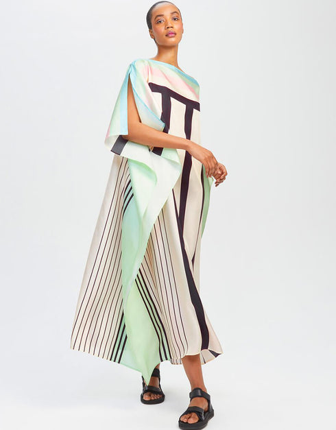 Cream Fancy Soft Satin Silk Kaftan