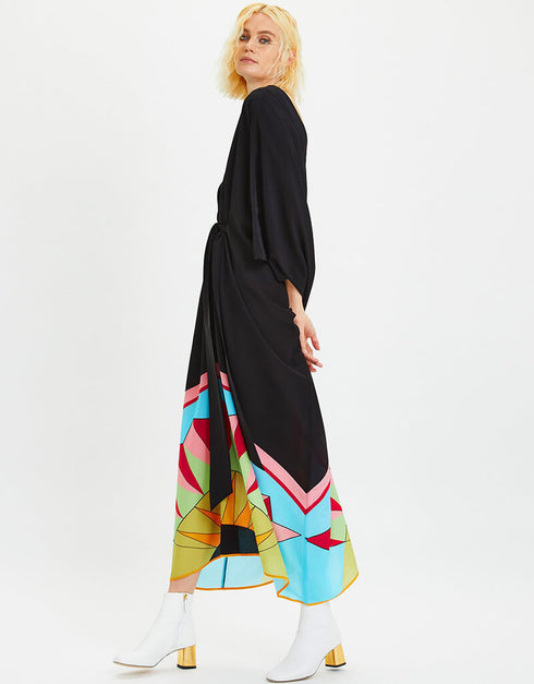 Black Fancy Chelsea Georgette Kaftan Back View