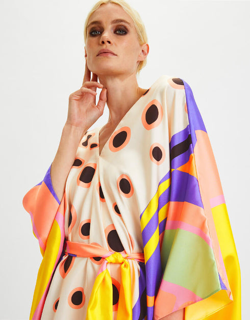Multi Fancy Soft Satin Silk Kaftan