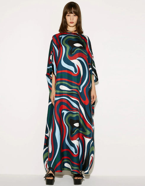 Black Silk Crepe Kaftan