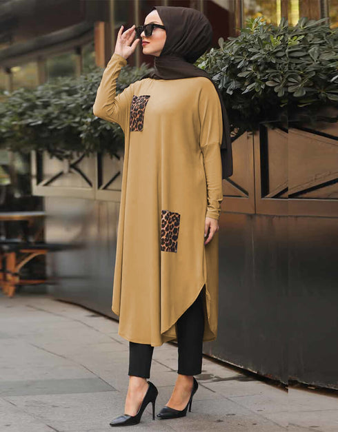 Beige Latest Printed Kaftans Back View