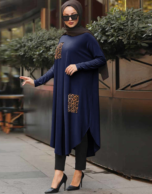Navy Blue Latest Printed Kaftans Closure View