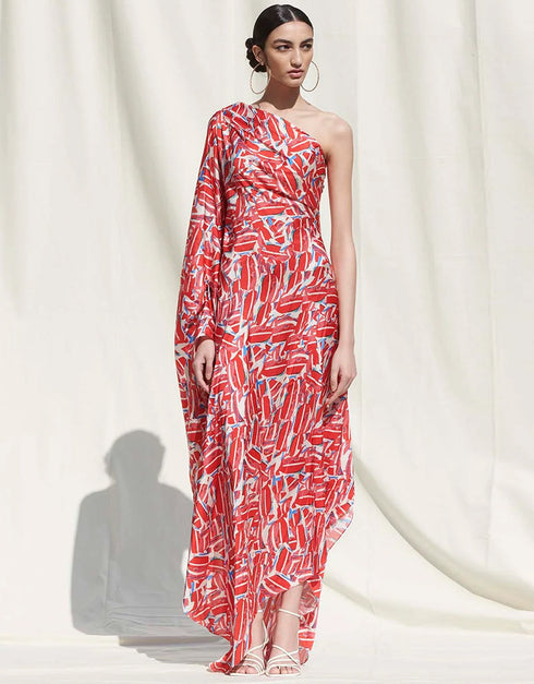 Red Off Shoulder Kaftan Closure View