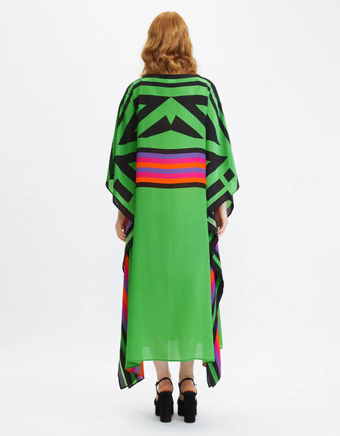 Mid Green Latest Printed Maxi Dress Closure View