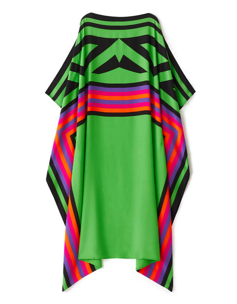 Mid Green Latest Printed Maxi Dress Back View