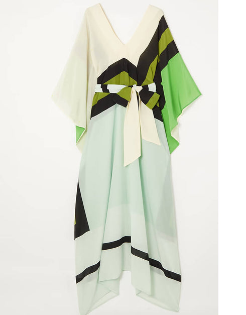 Grey Olive Latest Printed Maxi Dress Closure View