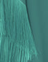Turqouise Green V-Neck Style Fringed Kaftans Luxury Silk Kaftan