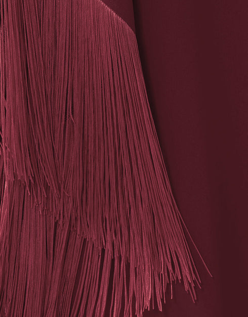 Wine V-Neck Style Fringed Kaftans casual kaftan