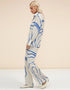 Blue Latest Printed Oversize Shirt & Pant Closure View