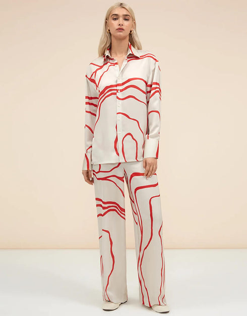 Red Latest Printed Oversize Shirt & Pant