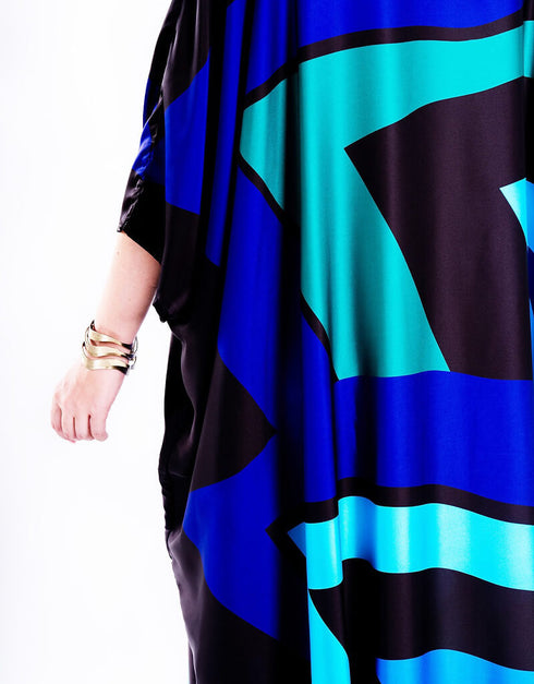 Curious Blue Heavy Designer Digital Printed Maxi Style Dress buy womens kaftan