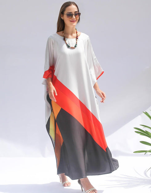 Lavender Grey Heavy Designer Digital Printed Maxi Style Dress Buy pretty Kaftan